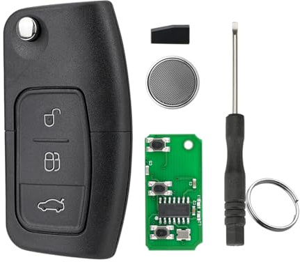Auto Schlüssel Gehäuse Schlüssel Gehäuse für Ford 3Tasten Autoschlüssel rohling Funkschlüssel Focus Mondeo Fiesta S-Max C mit Klinge und Schraubendreher und Schlüsselring (Funkschlüssel)