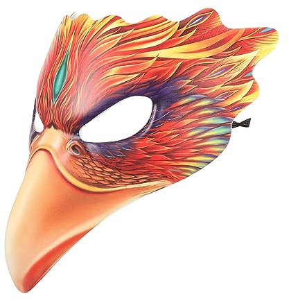 ibasenice Vogelmaske Halloween Karneval Maskerade Feuer Phönix Cosplay Halbmaske mit Langem Schnabel Realistisches Design Leichte PU Partyzubehör für Damen Kostümparty Maskerade