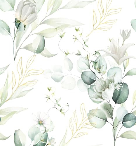 myforHD Papel Pintado Autoadhesivo Flores Papel de Pared Papel Adhesivo para Muebles Removible Impermeable Estilo Retro Vinilo PVC Pegatina Decorativos Pared Salon Papel Pared Dormitorio