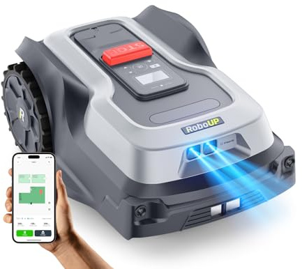 RoboUP Mähroboter T1200Pro ohne Begrenzungsdraht, mit Upgraded RTK, KI-echtzeitige Hinderniserkennung, individuelles Mähen