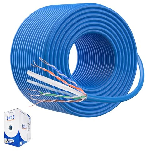 Cable Matters [UL Listed] 10Gbps in-Wall Riser Rated (CMR) 23AWG Bare Copper Cat6 Ethernet Cable - 500ft, Cat 6 Ethernet Cable Spool, Cat 6 Cord Bulk, Blue