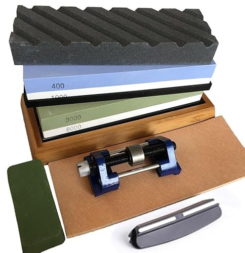 Lot de pierres à aiguiser 3000/8000 et 400/1000 - Pierre à aiguiser double face - Pour couteaux de chef, couteaux de cuisine (avec assombrissement)