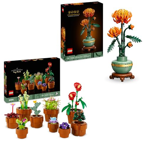 LEGO Botanical Collection Tiny Plants Icons Chrysanthemum Flower Building Set Bundle Artificial Plant Gift for Women Men Her or Him 10329 + 10368