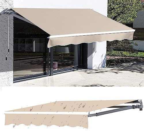 Housse de protection de remplacement pour store, auvent de terrasse robuste et résistant au soleil, toile de protection solaire en polyester durable, 39 tailles disponibles (beige, 3 x 2,4 m