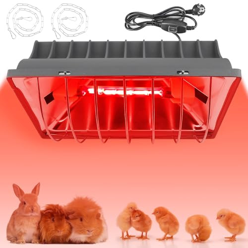 GOMETY Värmelampa för kycklingar, 175 W, röd lju, värmelampa för kycklingar, mygglampa, infraröd värmestrålare med 1,8 meter kabel, hönshus, infraröd lampa för kycklingar, valpar, lamm