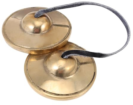 Toyvian Toca el Reloj de Platillos de Latón para Meditación Instrumento de Percusión Religioso para Yoga Pequeño Campana de Platillo