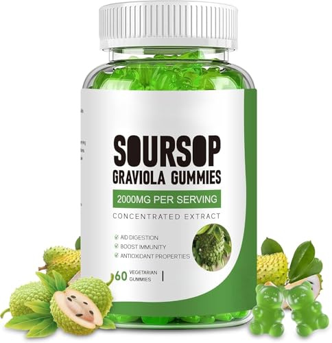 Gomitas de guanábana, para apoyo inmunológico y antioxidante, equilibrio general e interno, apoyan la salud digestiva de la piel,