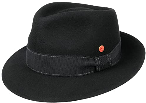 Mayser Manuel Bogarthut Fedora Filzhut Herrenhut Ripsband Uni Handmade Made in EU Damen Herren Sommer Winter schwarz 61 cm