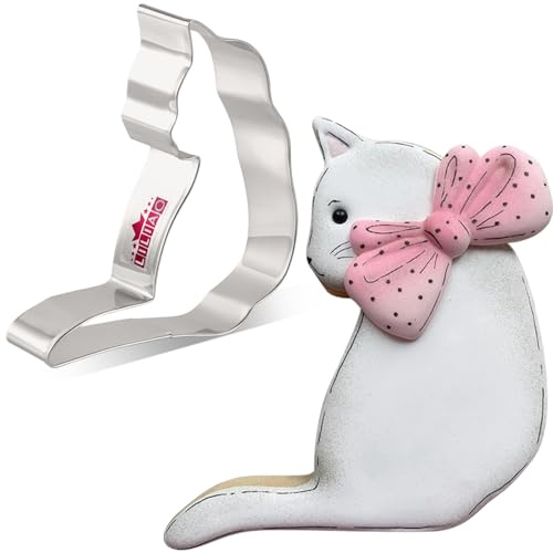 LILIAO Sitting Cat Cookie Cutter - 4 x 4.3 inches - Stainless Steel