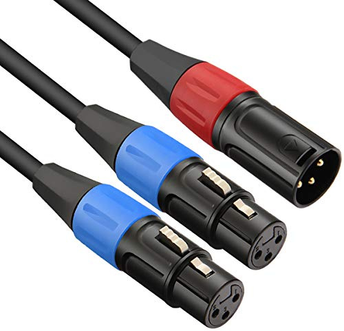 JOMLEY XLR-Y-Splitterkabel, Symmetrisches 3-poliges 1-XLR-Stecker-auf-2-Buchsen-Y-Splitter-Mikrofon-Adapterkabel für Lautsprecher, Verstärker, Mischpult - 0,5 m