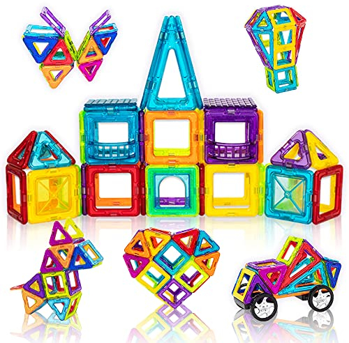 Limmys Magnetische Bausteine, Magnet Spielzeug Kinder für Jungen und Mädchen ab 3 4 5 6 7 8 Jahren, magnetbausteine pädagogisches Spielen, entdecken und Bauen, Magnetic Tiles Spielzeug