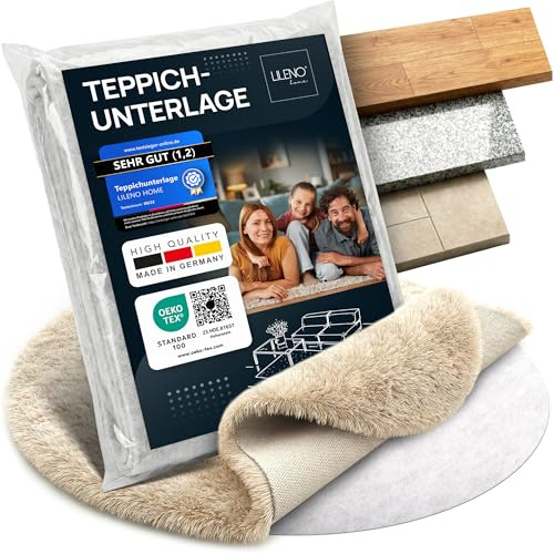 LILENO HOME Teppich-Unterlage rutschfest [160 cm rund] aus Vlies dünn | Anti-Rutsch-Matte zuschneidbar - Antirutschmatte Teppich Stopper - Universal Teppichunterlage - Rutschmatte Teppichstopper