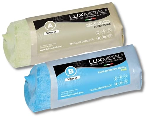 Kit Set of 2 Lux Metal Polishing Paste 350 grams Super Hard Fine Eliminates Oxide and Rust and Mirror Polished for Aluminum Stainless Steel Brass Copper Bronze