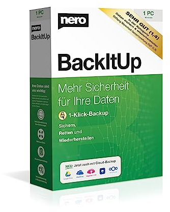 Nero BackItUp - Box mit Downloadlink | Datensicherung, Backup, Datenrettung, Cloud-Backup, unbegrenzte Laufzeit, 1 PC - Windows 11 / 10 / 8 / 7