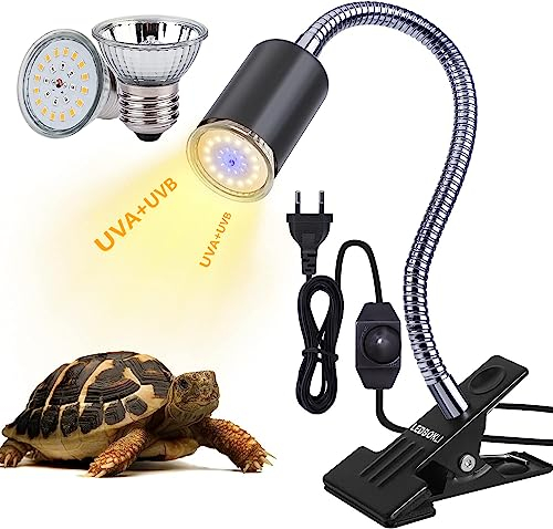 LEDBOKLI Sköldpadda, värmespotlampa, värmeglödlampor för akvarium, reptil med klämma, E27, 50 W, lamphållare, UVA, UVB, 360° för reptiler, ödlor, sköldpaddsorm, husdjur, habitat