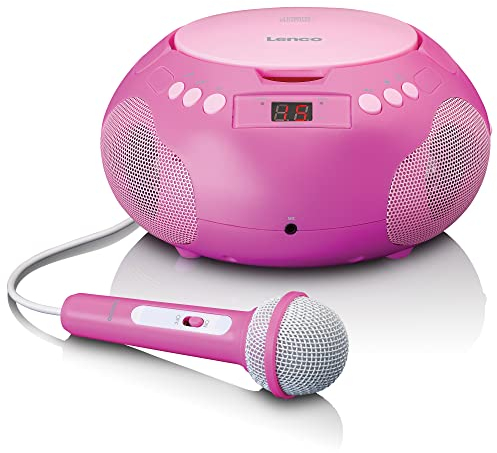Lenco SCD-620PK Children's CD Player Radio Microphone Aux Input Pink