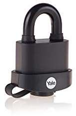 Yale Lucchetto in Acciaio Laminato Y220B/51/118/1/B: 51 mm con Arco in Acciaio Temprato, Doppia Chiusura, Copertura Protettiva, Ideale per Esterni