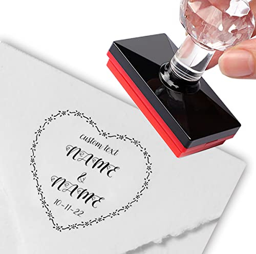 Personalisierter Stempel, einfacher Blumen-Herz-Kranz, rustikal, Land-Hochzeit, Adress-Etiketten, für immer