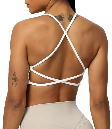 Aoxjox Trinity Ivy Low Impact Sports Bras (White, Medium)
