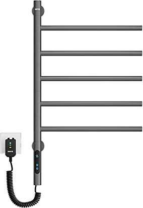 Scaldasalviette Elettrico, Termostato WiFi Smart Scaldasalviette, per Alexa e Google Home e App, 420x660 mm, Rotazione di 180°, Portasciugamani Elettrico, Basso Consumo Scaldino Asciugaman-Ash
