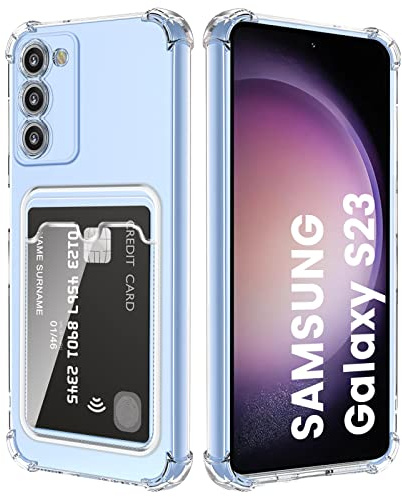 DEVASO Hülle für Samsung Galaxy S23 5G mit Kartenhalter Transparent Crystal TPU Silikon Schutzhülle Kratzfest Handyhülle Kunststoffhülle