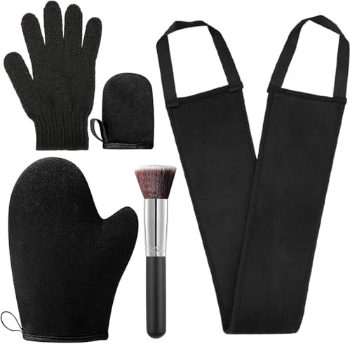 5 Pack Selbstbräuner Handschuh Applikator Set, Handschuh Selbstbräuner Exfoliating Gloves Rückenlotion Applikator Eincremehilfe für Rücken Eincremehilfe Bräunungshandschuh für Pinsel