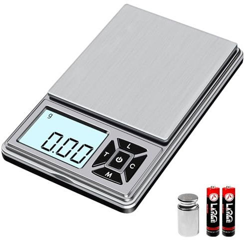 GRAM PRES Digital Pocket Gram Scale 300g x 0.01g Accuracy， Micro Mini High Precision Scale Digital Weight Grams And Oz For Jewelry, Diamond，Arrows, Powders, Herbs And Food,With 50g Cal Weights