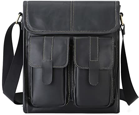 FANDARE Borse a tracolla da Uomo Borsa a Spalla Pelle Borsa Uomo Borse e Messenger per 10.5 pollice PC portatili Borse a spalla Borsello Lavoro Ufficio Università Insegnanti Borse Messenger Nero