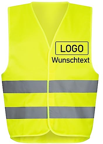 Warnweste personalisiert - mit Reflektionsstreifen - Zertifiziert EN ISO 20471 - Safety Vest - Personalisierung - Berufsbekleidung - Logo Wunschtext