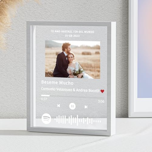 witfox Placa Spotify Personalizada - Marco Spotify Personalizado con Poto, Regalos para Novios, Novias, Parejas, San Valentín, Día de la Madre, Aniversario, Navidad