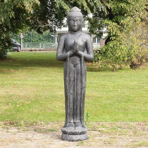 Oriental Galerie XXL Buddha Statue Lebensgroß Figur Skulptur Stehend Asien Indonesien Deko Steinguss Lavastein Gartenfigur Greetings 190 cm