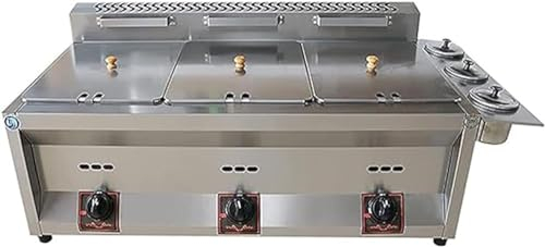 CHIPEL Friteuse à gaz, friteuse Commerciale, friteuse à gaz de Grande capacité de 20 litres/30 litres, friteuse Domestique et Commerciale au GPL en Acier Inoxydable avec Chaleur réglable (Size : 30L)