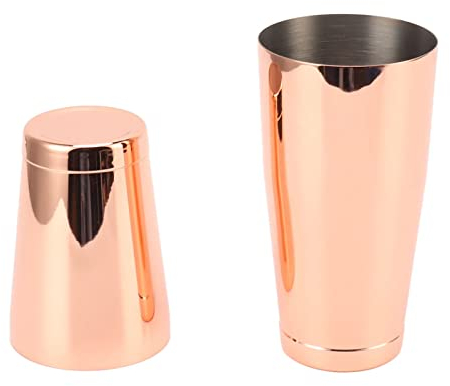Mixology Juego de Coctelera Profesional con Peso para Martini, Colador y Jigger Japonés, Juego de Barra Portátil con Acabado Satinado Antivibración, a Prueba (Chapado en cobre