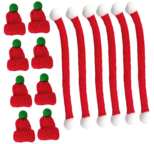 DRESSOOS 20stücke Mini-weihnachtsmütze Gestrickt DIY Schal Für Weinflaschen Geschenke Und Dekorationen Weihnachtspuppe-Accessoires