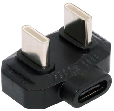 cablecc USB-C Type-C 480Mbps OTG Data Male to Male Adapter with PD Power Opposite U Shape Back Angled for Phone MIC