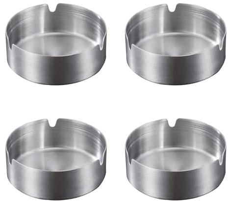 Pack of 4 Stainless Steel Material Outdoor Ashtray for Outside，Garden Ashtrays for Cigarettes，Ash Trays Outdoors，ashtrays for Inside，Perfect for Use in Bars, Homes, and Offices（10cm/3.94inch）