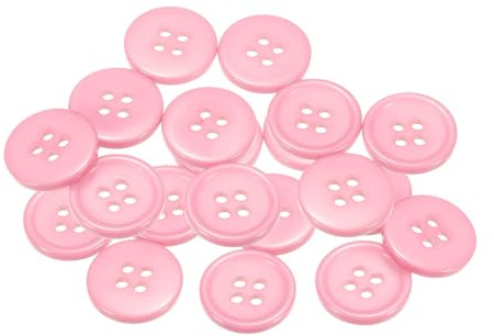 QUARKZMAN 20 Stück Knöpfe 18mm Bastelknöpfe Rosa Nähknöpfe Harz Rund Flach 4-Loch Kunststoffknöpfe für Nähen DIY Handwerk Scrapbooking Dekorieren Kleidung Mänteln Blusen Hemden