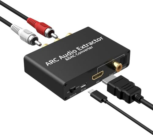 Extracteur Audio ARC Multifonction, HDMI ARC, Fibre Optique, Fonction de Commutation de Méthode Coaxiale à 3 Entrées, Amplificateur Audio Haute Puissance avec Port Casque Stéréo de 3,5 mm