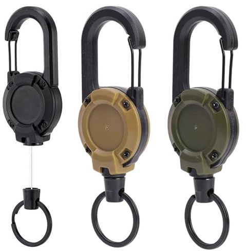 HAPPOW 3 llaveros extensibles, 60 mm, cuerda de acero retráctil, llavero con cordón, recuperación espontánea, para soporte de identificación, llaves, tarjeta de acceso, etc.