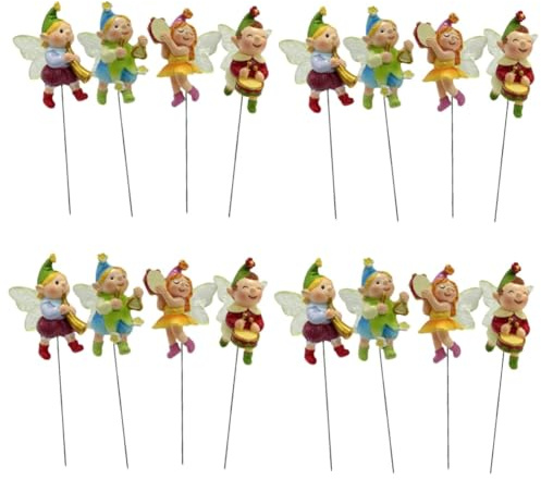 YARNOW 16pcs Outdoor Micro Landscape Fairy Stakes Garden Gnomes Ornaments Resin Plant Pots
