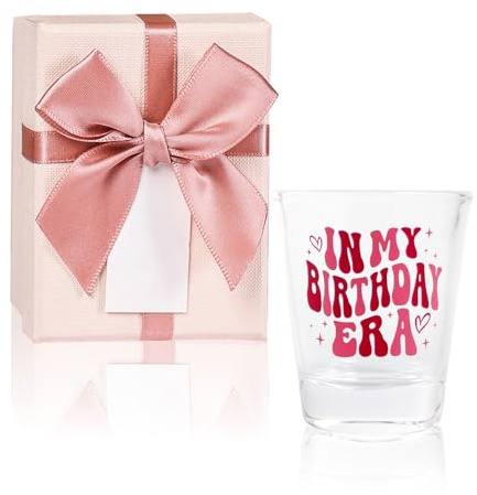 Birthday Gift for Her - Pink Shot Glass Decorations for Bday Celebration, Unique Party Favors for Daughter, Sister, or Friends