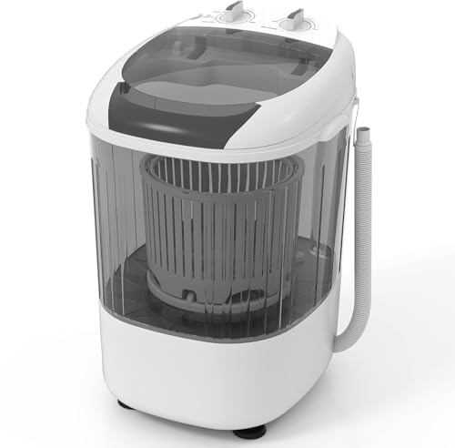 Giantex Portable Mini Washing Machine, 5.5 lbs Capacity Small Compact Laundry Washer with Spin Tub & Drain Hose, Semi-automatic Washer Machine for Apartment Dorms RV Home (Grey)