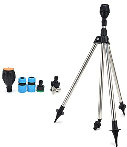 Aspersor giratorio, aspersor giratorio de 360 grados, aspersor de riego automático con trípode para riego de jardín