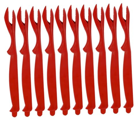 FUNNETOYU Forchette da Granchio in Plastica Rosse 10 Pezzi, Uso Multiuso | Piccole e Resistenti, Utensili per Crostacei e Frutti di Mare, Set da 10, Tonalità Rosso