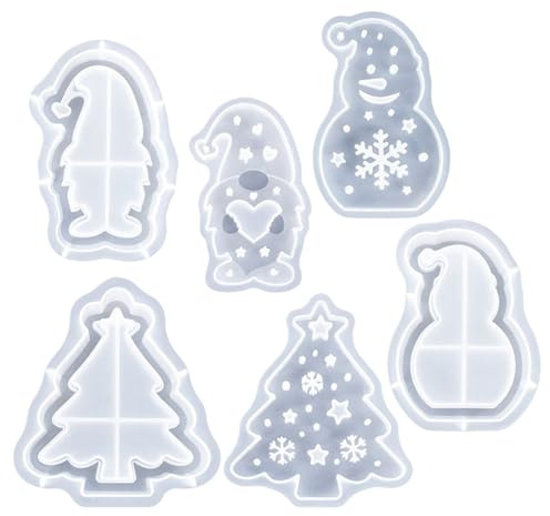 Weldphur Moldes De Silicona Para Resina Navideña,Juego De Moldes 3D Para Adornos De Yeso | Molde De Cemento Para Manualidades | Para Centro De Mesa De Cena, Mesa De Boda, Decoración De Hogar Y Fiesta