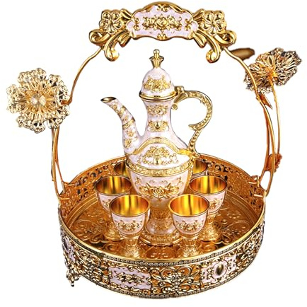Ensemble de carafes vintage en alliage de zinc - Ensemble de carafes sculptées - Design rétro - Style cour - 871 g - Accessoire de bar de qualité supérieure en plusieurs couleurs - Carafes de style