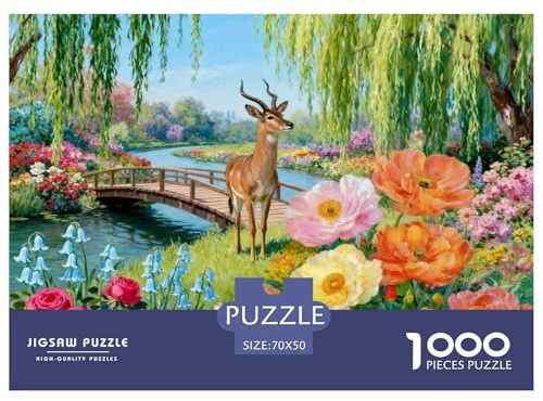 Puzzle Antilope 1000 Pièces pour Adultes Et Enfants, Défi Ludique Et Familial, Casse-tête Buisson Fleuri, Décoration Intérieure, Cadeau Adulte 70x50cm/1000pcs