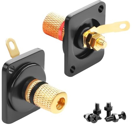 MAYWILLA Morsettiera per altoparlanti da 4 mm Adattatore per montaggio a pannello Connettore per montaggio fisso Morsettiera amplificatore placcato oro