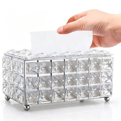 Cubierta Rectangular para Caja de pañuelos, Soporte para Caja de pañuelos faciales de Cristal, contenedor Decorativo de Lujo para servilletas, Organizador de Papel Facial para