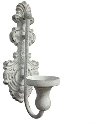Vintage väggljushållare för koniska ljus, gjuten järn ljusstake med antik vit finish, heminredning för vardagsrum sovrum kök (grå)